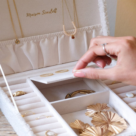 Maison Scarlett Anne White Teddy Faux Fur Jewelry Box