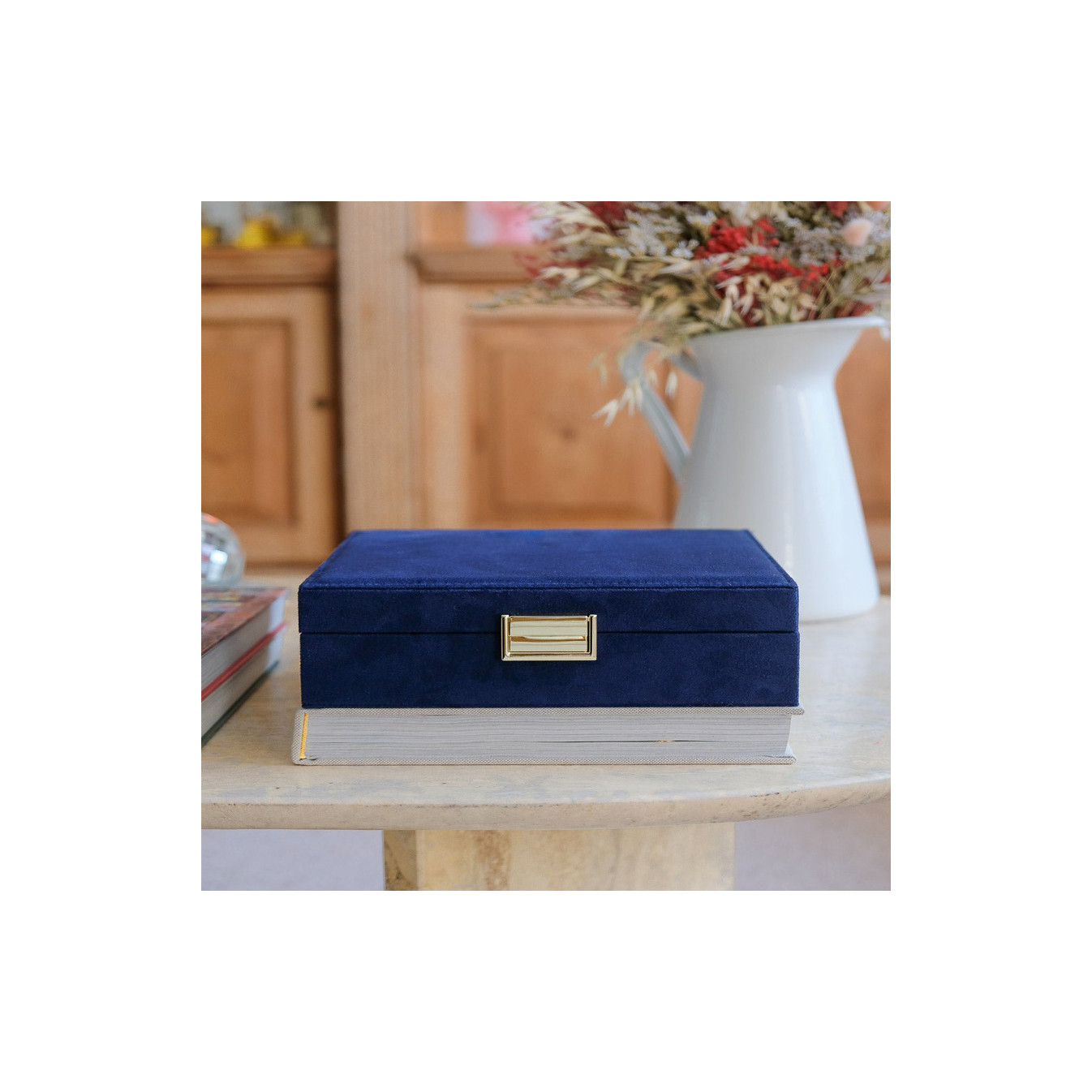 Maison Scarlett Anne Jewelry Box in Navy Blue Velvet