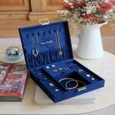 Maison Scarlett Anne Jewelry Box in Navy Blue Velvet