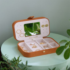 Scarlett Brigitte Camel Velvet Travel Jewelry Box