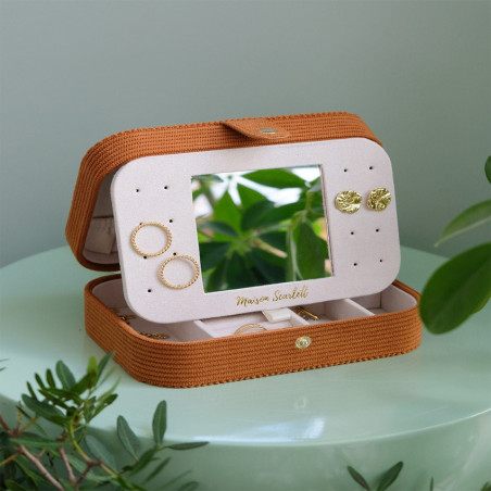 Scarlett Brigitte Camel Velvet Travel Jewelry Box