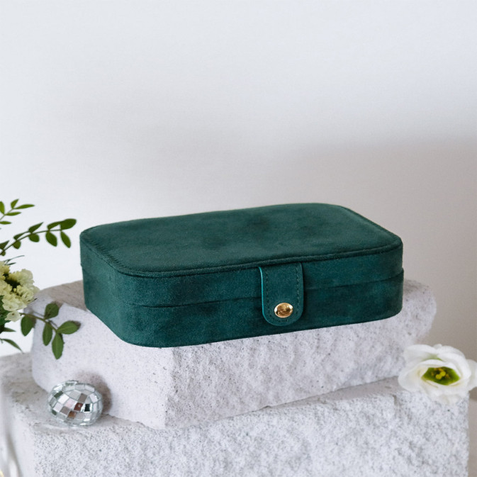 Maison Scarlett Brigitte Boite A Bijoux De Voyage En Velours Vert