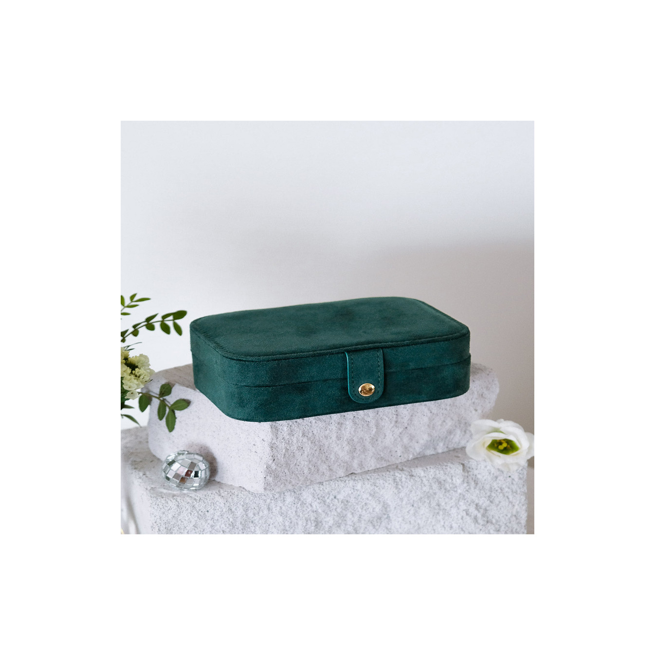 Scarlett Brigitte Maison Green Velvet Travel Jewelry Box