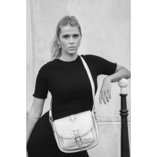 Léa Toni Crossbody Bag with Flap Chloe Leather Black-Silver