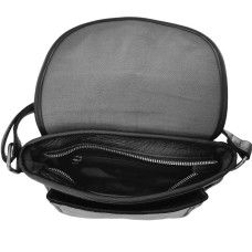 Léa Toni Crossbody Bag with Flap Chloe Leather Black-Silver