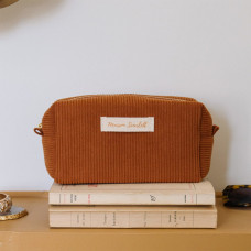 Maison Scarlett Charlotte Camel S Ribbed Velvet Toiletry Bag