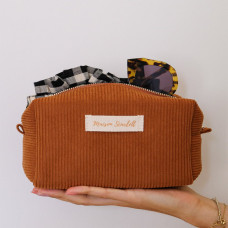 Maison Scarlett Charlotte Camel S Ribbed Velvet Toiletry Bag