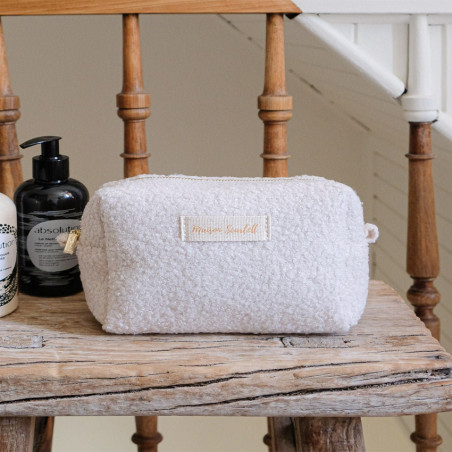 Maison Scarlett Charlotte S Size Teddy White Makeup Bag