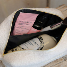 Maison Scarlett Charlotte S Size Teddy White Makeup Bag