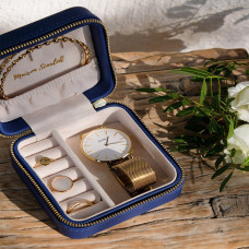 Maison Scarlett Travel Jewelry Box Corinne PU Navy Blue