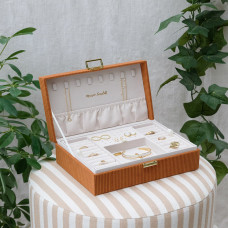 Maison Scarlett Camel Côtelé Velvet Louise Jewelry Box
