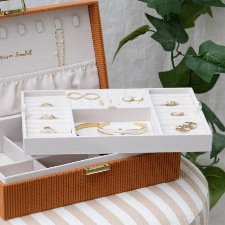 Maison Scarlett Camel Côtelé Velvet Louise Jewelry Box