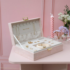 Maison Scarlett Louise Jewelry Box in Pink Linen