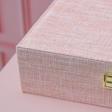 Maison Scarlett Louise Jewelry Box in Pink Linen