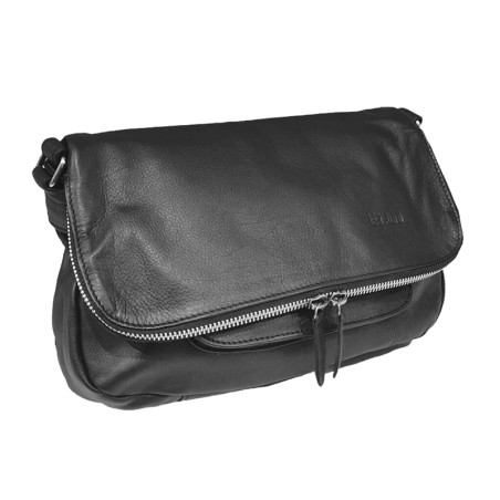 Léa Toni Small Crossbody Bag with Flap Cybèlie Leather Black