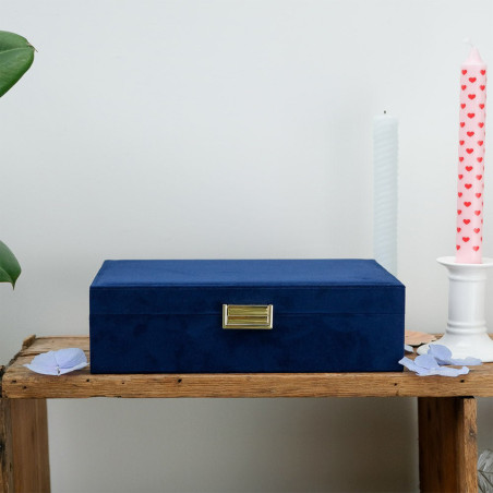 Maison Scarlett Louise Jewelry Box in Navy Blue Velvet