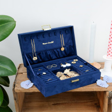Maison Scarlett Louise Jewelry Box in Navy Blue Velvet
