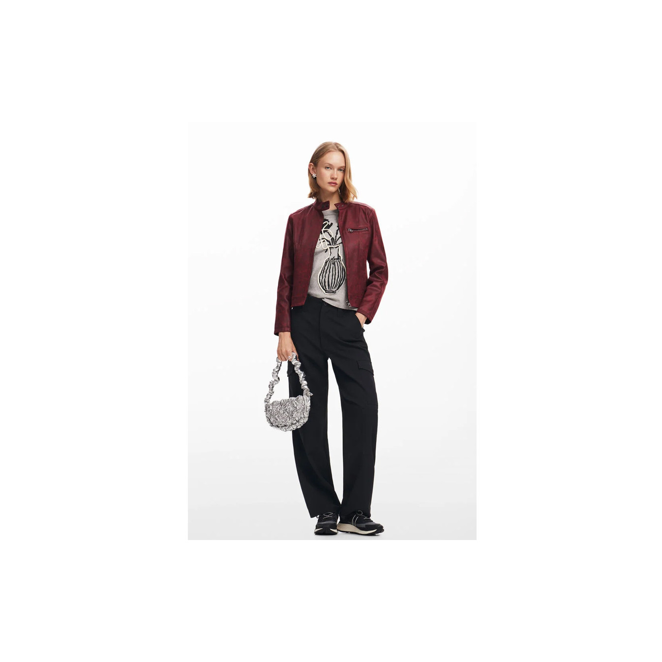 Desigual Quilted Bag S Flossy Silver