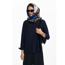 Desigual Floral Rectangle Scarf Navy
