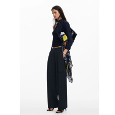 Desigual Floral Rectangle Scarf Navy