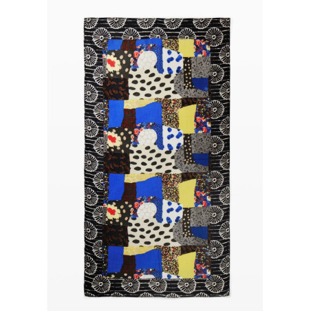Desigual Floral Rectangle Scarf Navy