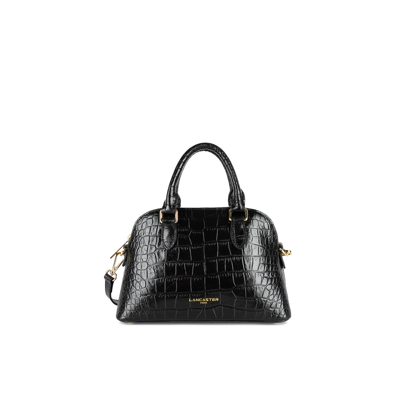 Lancaster Exo Mini Handbag Half Moon Croco 524-105 Black