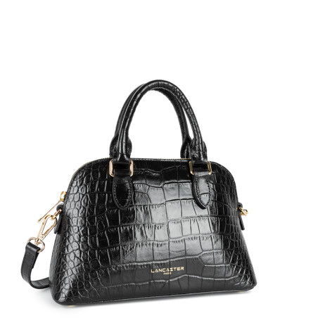 Lancaster Exo Mini Handbag Half Moon Croco 524-105 Black