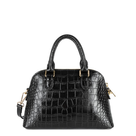 Lancaster Exo Mini Handbag Half Moon Croco 524-105 Black