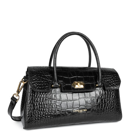 Lancaster Exo Mini Sac à Main Baguette Croco 524-108 Noir cote