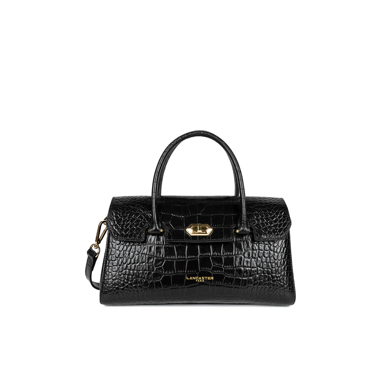 Lancaster Exo Mini Handbag Baguette Croco 524-108 Black