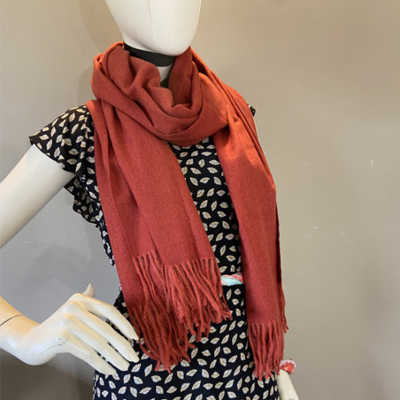 Atoll Palm Fringed Solid Scarf Red