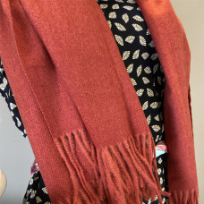 Atoll Palm Fringed Solid Scarf Red