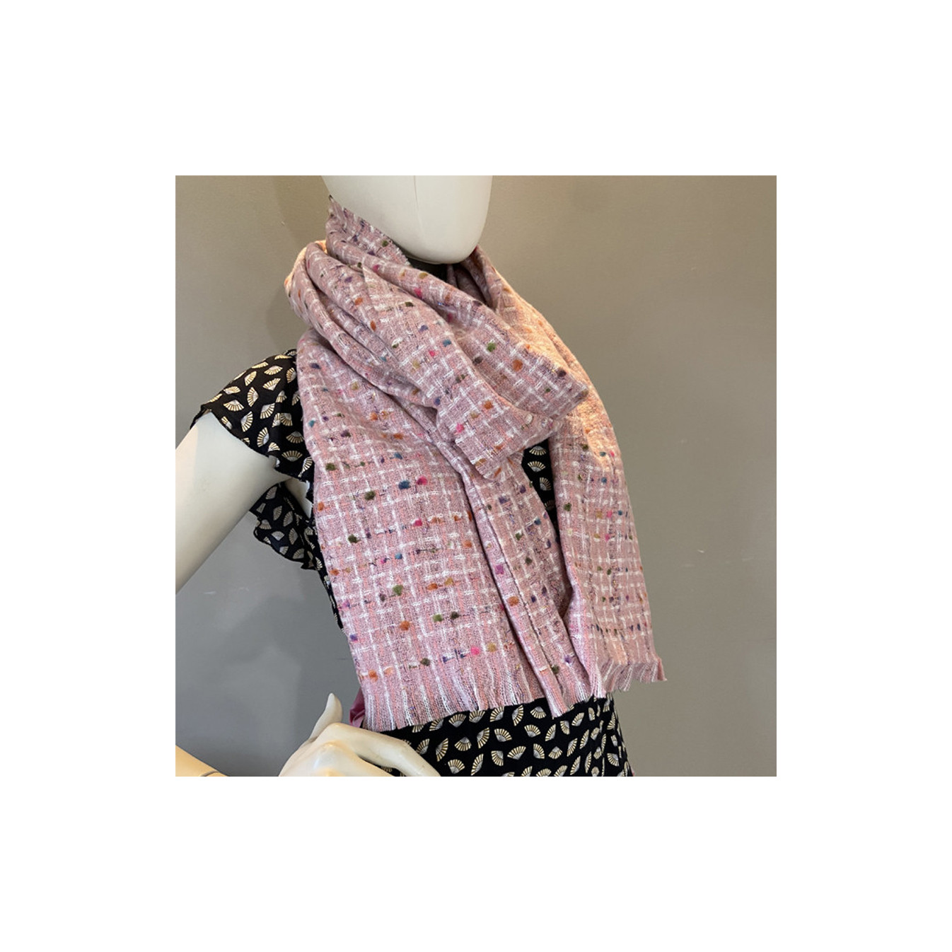 Atoll Palm Woven Scarf Pink