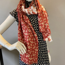 Atoll Palm Floral Red Shawl