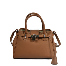 Berthille Mini Vendome Grained Handbag Tan