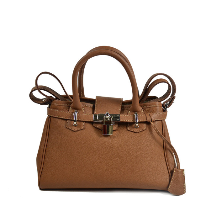 Berthille Mini Vendome Grained Handbag Tan