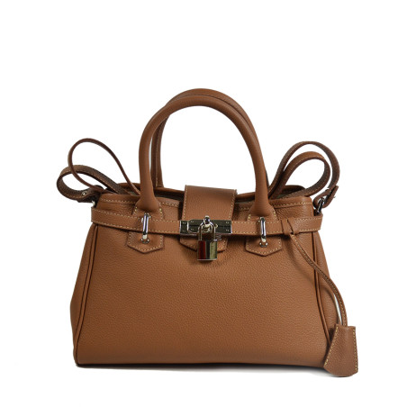 Berthille Mini Vendome Grained Handbag Tan
