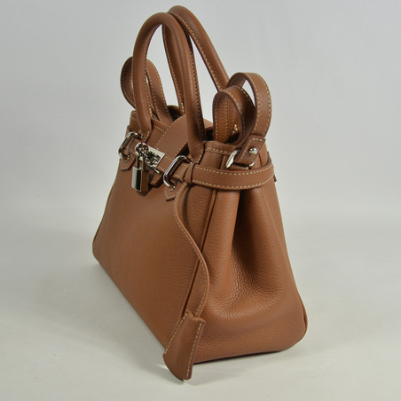 Berthille Mini Vendome Grained Handbag Tan