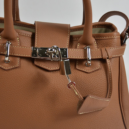 Berthille Mini Vendome Grained Handbag Tan