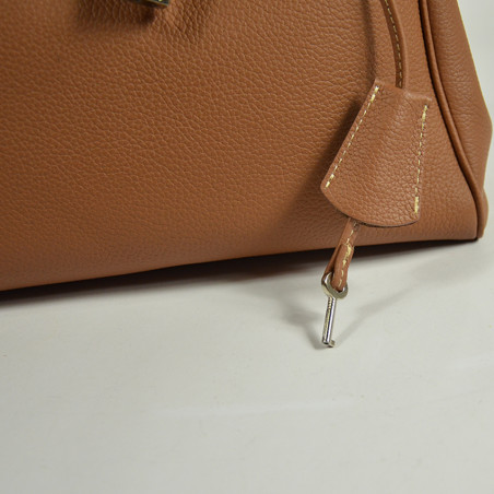 Berthille Mini Vendome Grained Handbag Tan