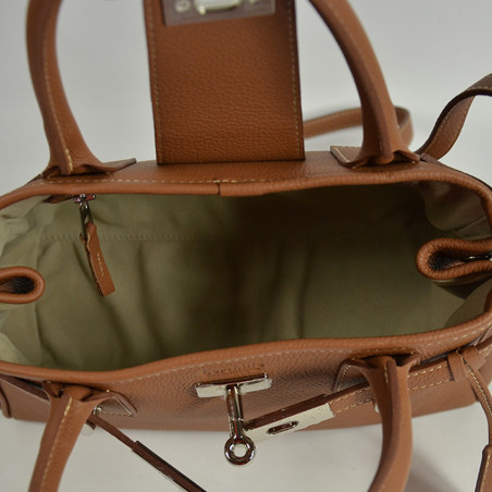 Berthille Mini Vendome Grained Handbag Tan