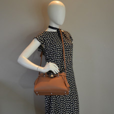 Berthille Mini Vendome Grained Handbag Tan