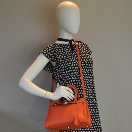 Berthille Mini Vendome Grained Orange Handbag