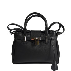 Berthille Mini Vendome Grained Black Handbag