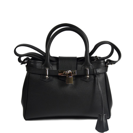 Berthille Mini Vendome Grained Black Handbag