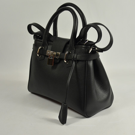 Berthille Mini Vendome Grained Black Handbag
