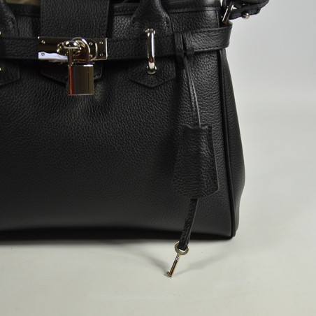Berthille Mini Vendome Grained Black Handbag