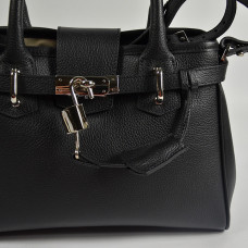 Berthille Mini Vendome Grained Black Handbag