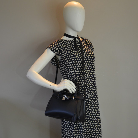 Berthille Mini Vendome Grained Black Handbag