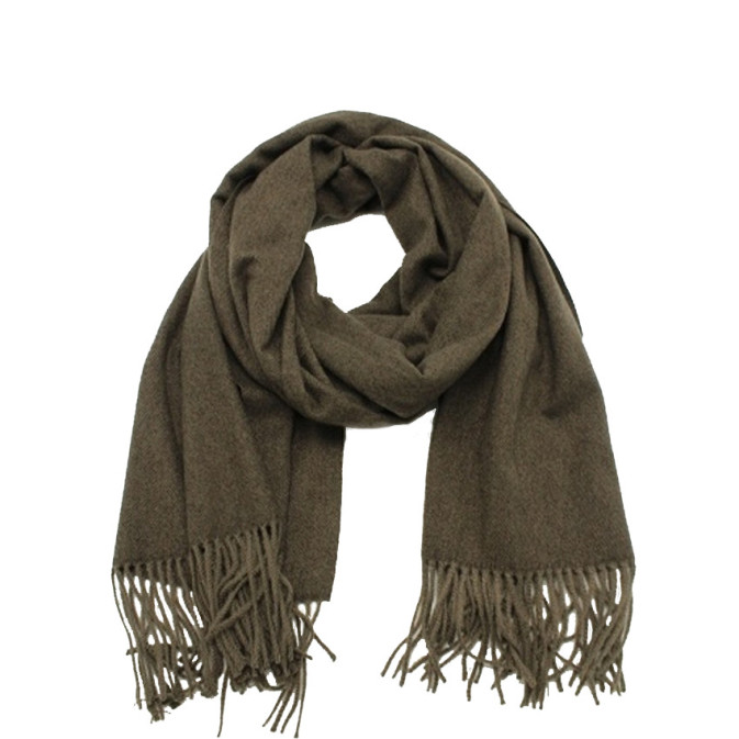 Atoll Palm Fringed Solid Scarf Dark Brown